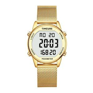 TIMEURE Women's Step Counter Watch with Stainless Steel Bracelet, Stylish Design